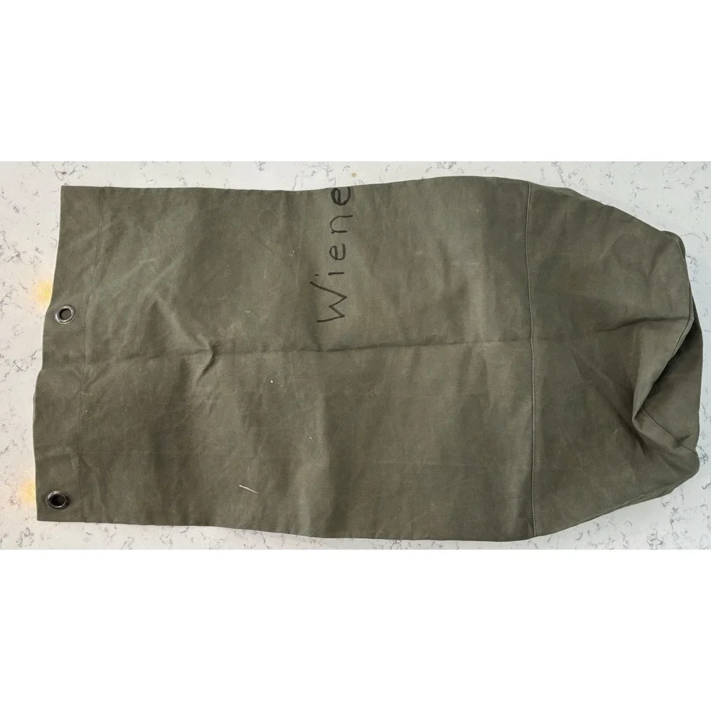 Vintage‎ Olive Green Duffel Bag Military Issue Duck Canvas Army US Duffle JAPAN